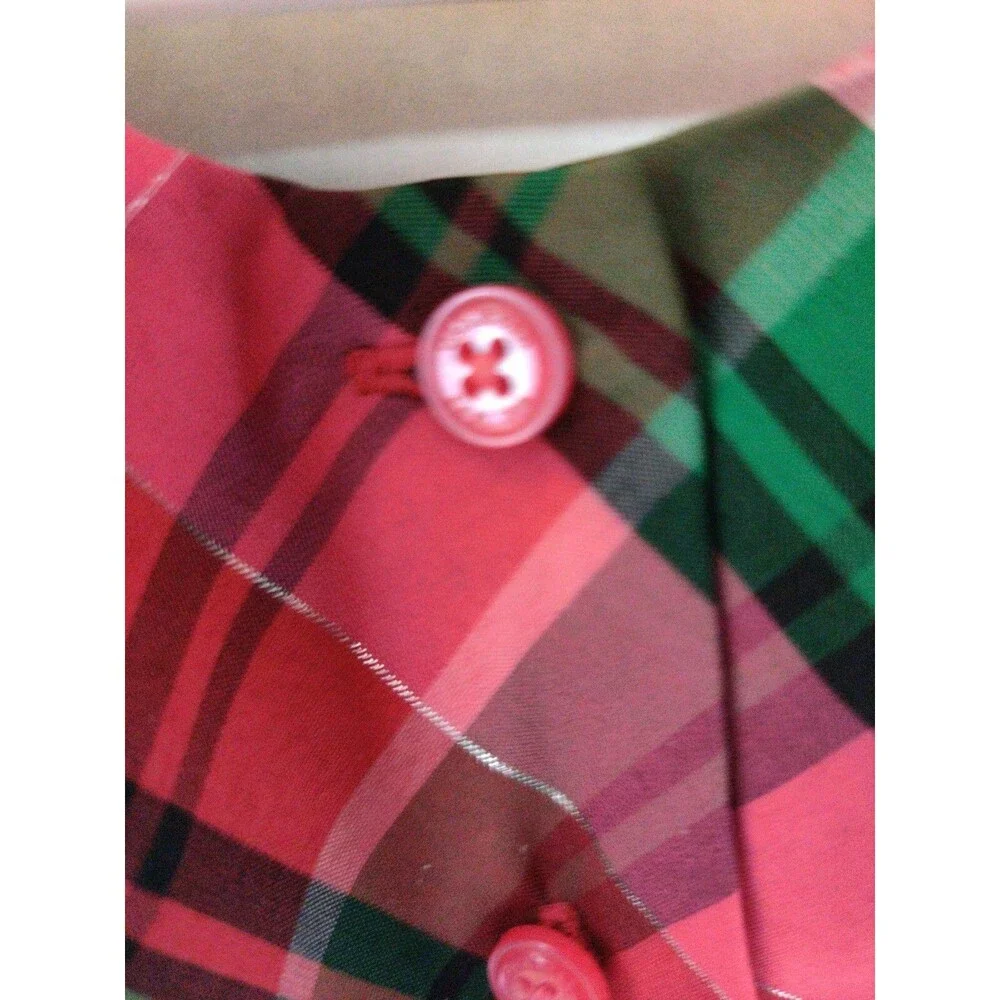 Girls Osh Kosh Red,Green pink plaid sleeveless crinoline twirly dress sz 18 mo
